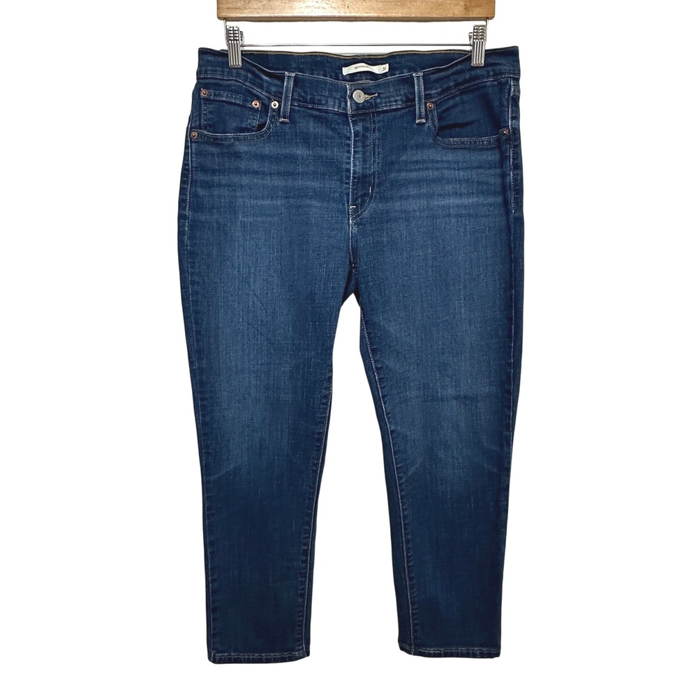 Levi's Boyfriend Jeans‎ Womens 31 Blue Mid Rise Cropped Stretch Casual Denim